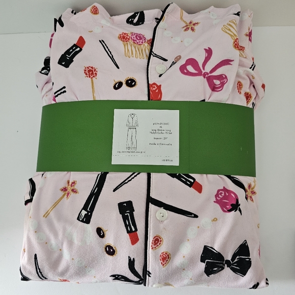 Kate Spade Pajamas XL"All Dolled Up"+ Pink Bag-Skin Care/Makeup. Gift Mom Day! - Picture 4 of 16